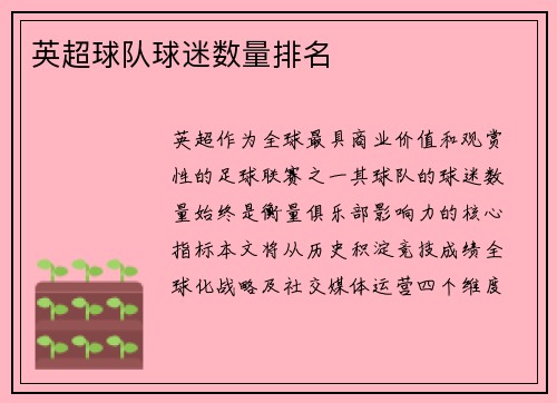 英超球队球迷数量排名